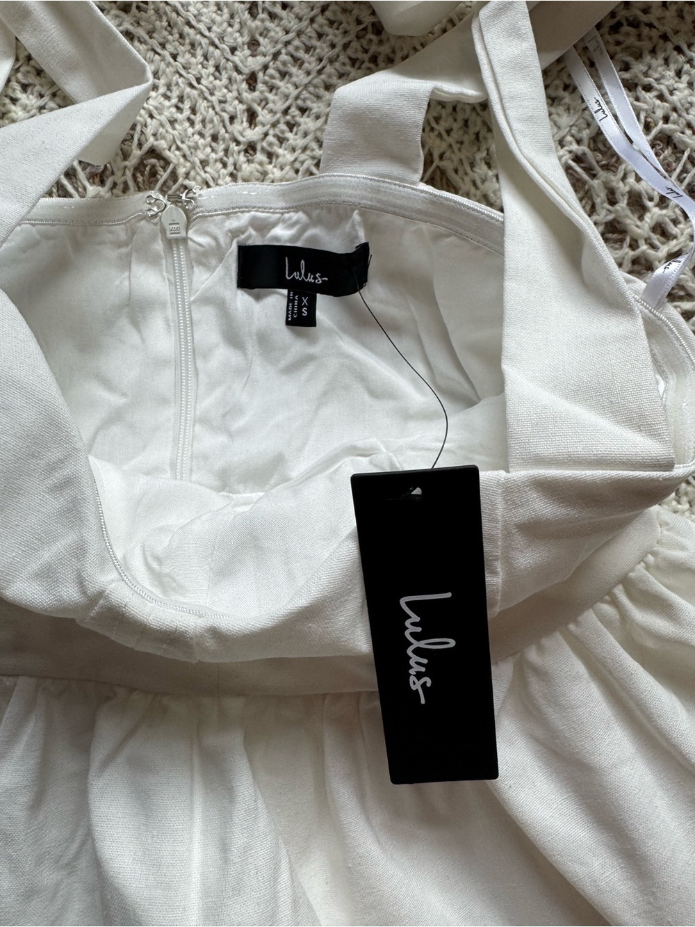 NWT Lulus Tier-ly Delightful White Tie-Strap Tiered Bustier Mini Dress XS White - Picture 6 of 9